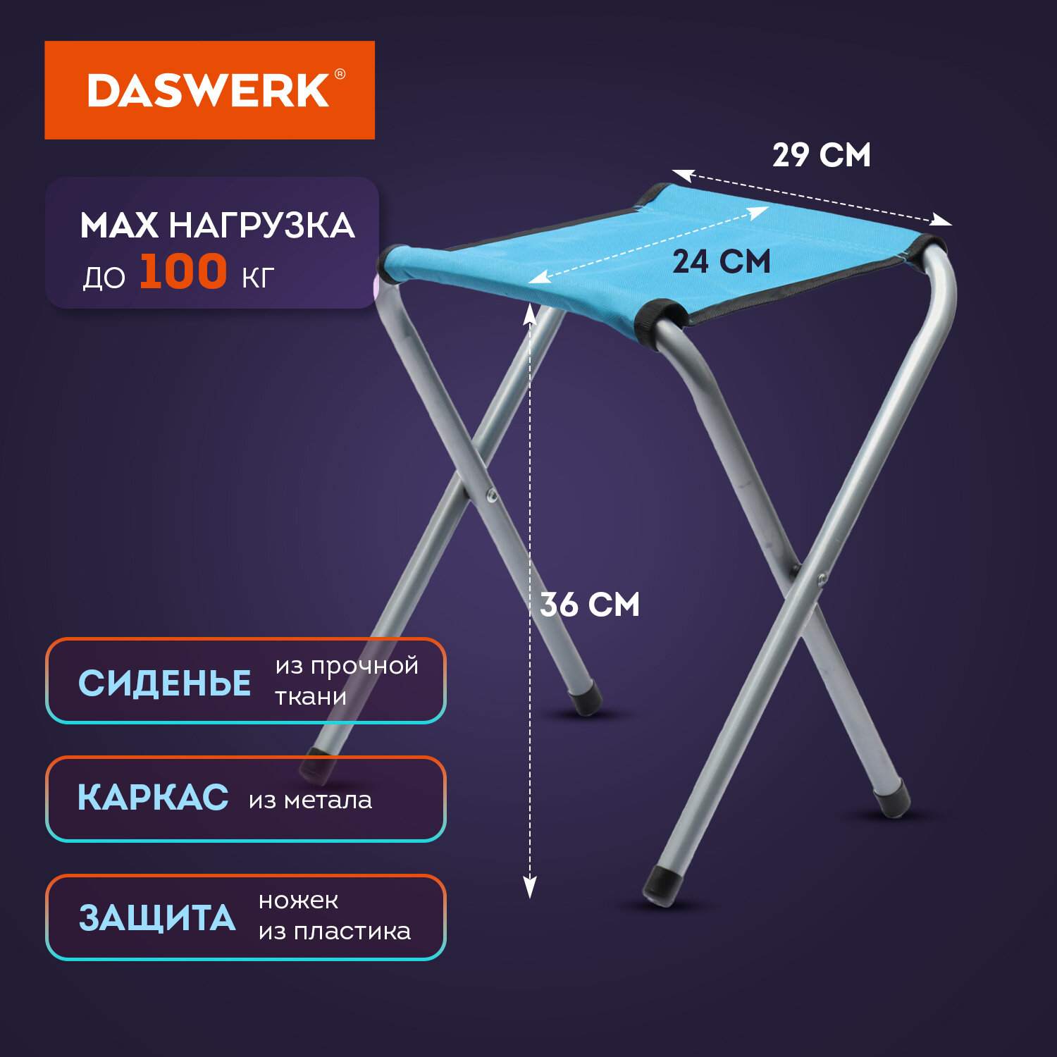 картинка Комплект складной мебели DASWERK "Стандарт", 5 шт, до 30 кг, МДФ, белый/голубой, стол и 4 стула, 680045 от магазина Альфанит в Кунгуре
