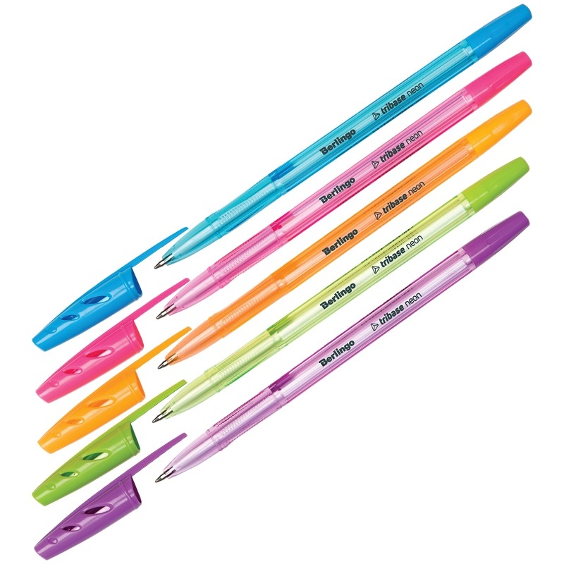 картинка Ручка шариковая, 0,7 мм, синяя, корп. ассорти, "Tribase Neon", Berlingo, CBp_70932 от магазина Альфанит в Кунгуре