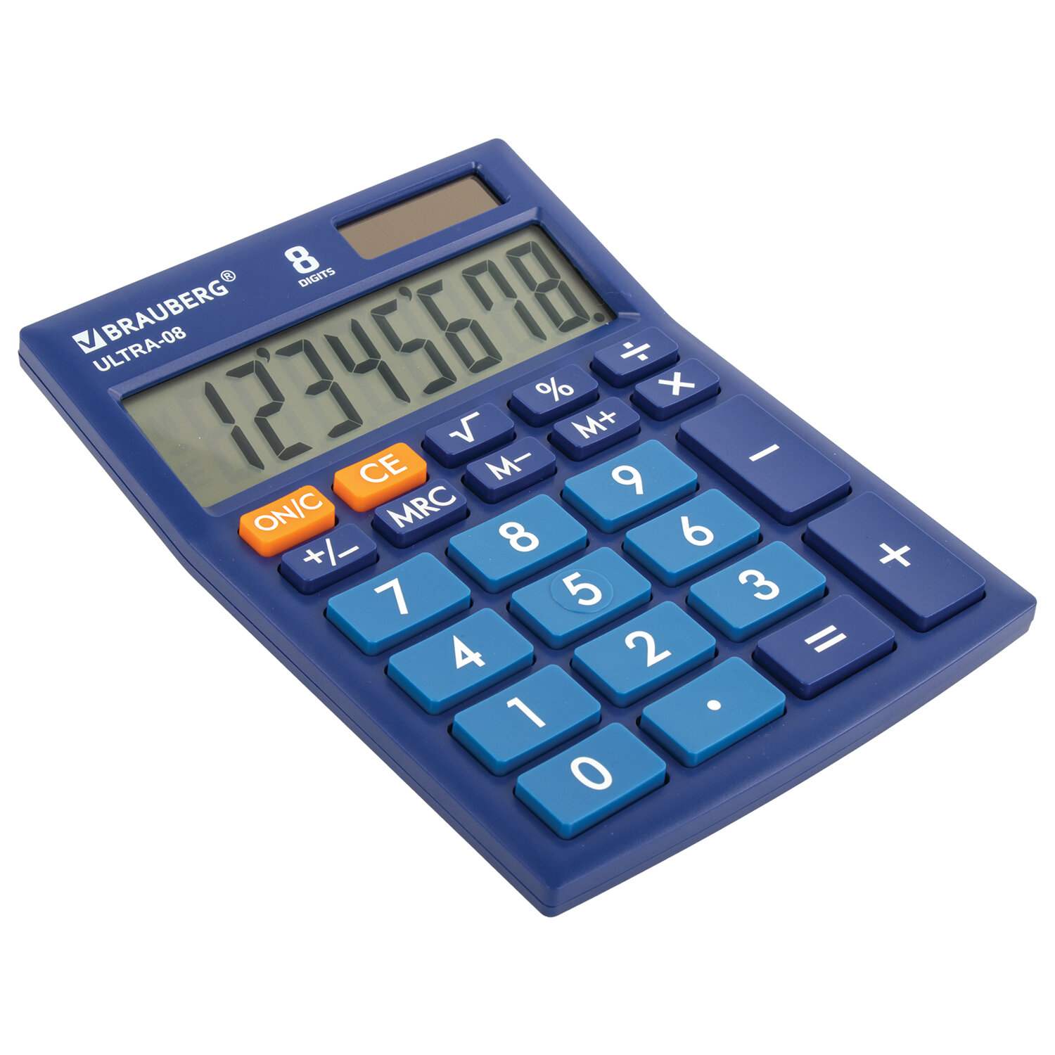 картинка Калькулятор настольный, 8 разрядов, 15,4*11,5 см, двойное питание, синий, "ULTRA-08-BU", BRAUBERG, 250508 от магазина Альфанит в Кунгуре