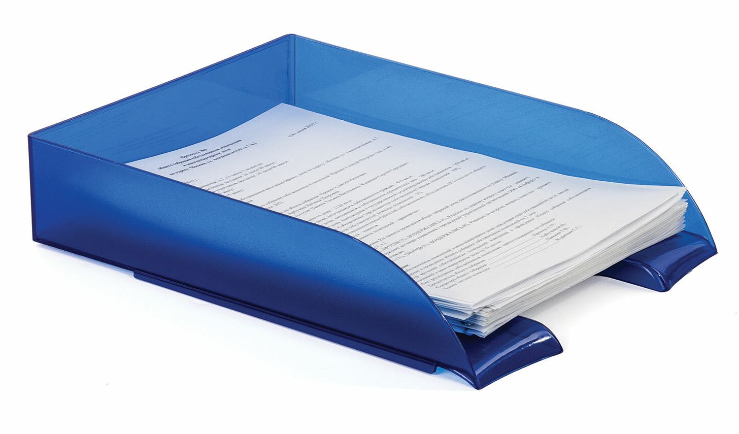 картинка Лоток для бумаг горизонтальный 1 отдел, 320*245*65 мм, пластик, синий тонированный, "Office style", BRAUBERG, 237290 от магазина Альфанит в Кунгуре