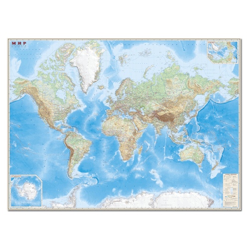 картинка Карта мира, обзорная карта, 192*140 см, 1:15 млн, в пластиковой тубе, DMB, 632 от магазина Альфанит в Кунгуре