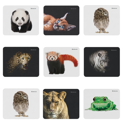 картинка Коврик для мыши Defender "Wild Animals", 220*180*2 мм, ткань/резина, 8 видов, 50803 от магазина Альфанит в Кунгуре
