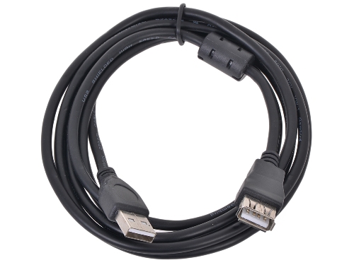 картинка Кабель удлинитель USB AM - AF 4.5 м, черный, PRO, позолоченные контакты, ферритовые кольца, Gembird, CCF-USB2-AMAF-15 от магазина Альфанит в Кунгуре