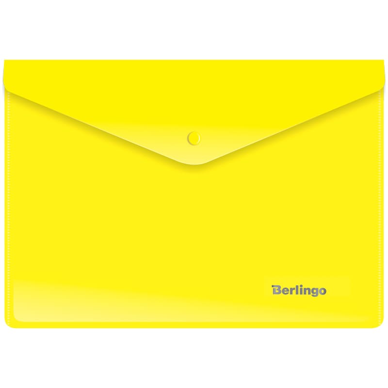 картинка Папка-конверт на кнопке, А5+, 180 мкм, желтый, Berlingo, 05005 от магазина Альфанит в Кунгуре