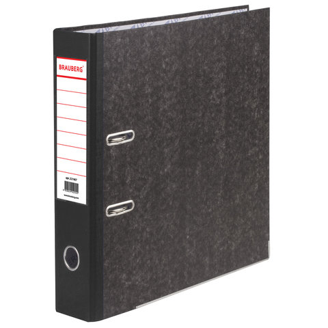 картинка Папка-регистратор, А4, корешок 70 мм, до 500 л, картон, мрамор черный, с карманом, BRAUBERG, 221987 от магазина Альфанит в Кунгуре