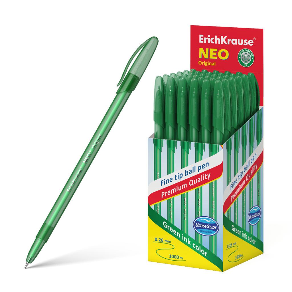 картинка Ручка шариковая, 0,7 мм, зеленая, корп. прозрачный зеленый, "Neo Original", Erich Krause, 46518 от магазина Альфанит в Кунгуре