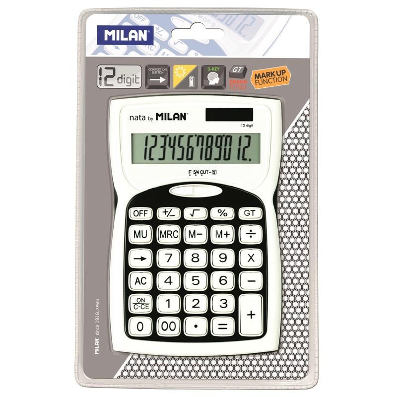 картинка Калькулятор настольный, 12 разрядов, черно-белый, "152012BL12", Milan, 1095844 от магазина Альфанит в Кунгуре
