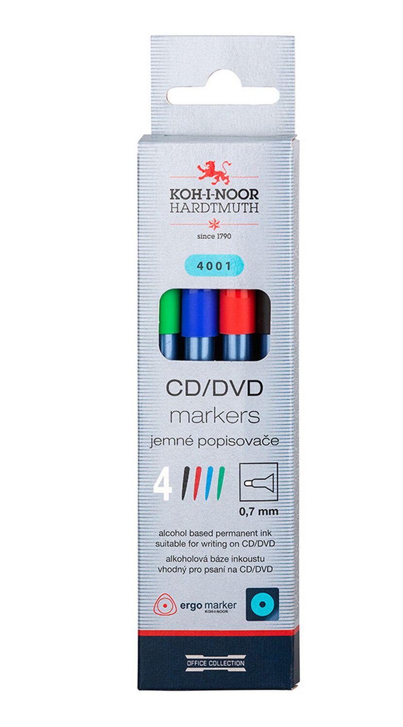 картинка Набор маркеров для дисков, 4 шт, 0,7 мм, ассорти, трехгранные, Koh-i-Noor, 774001JD02KS от магазина Альфанит в Кунгуре