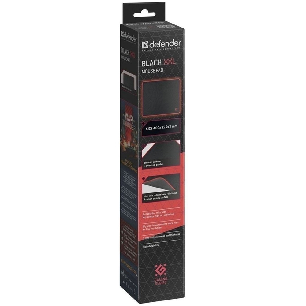 картинка Коврик для мыши Defender "Black XXL", 400*355*3 мм, ткань/резина, черный/красный, 50559 от магазина Альфанит в Кунгуре