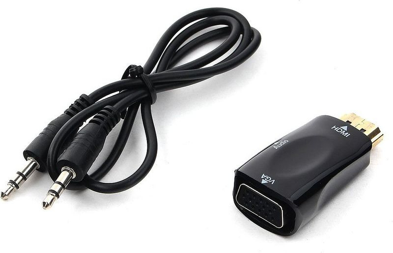 картинка Переходник HDMI-VGA 19M/15F + аудио, черный, A-HDMI-VGA-02 от магазина Альфанит в Кунгуре