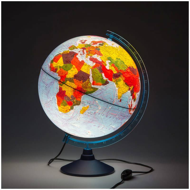 картинка Глобус физико-политический, 32 см, с подсветкой, на подставке, Globen, Ке013200228 от магазина Альфанит в Кунгуре