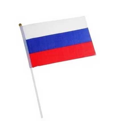 картинка Флаг, 14*21 см, с флагштоком, "Россия", Milend, ФГ-2013 от магазина Альфанит в Кунгуре