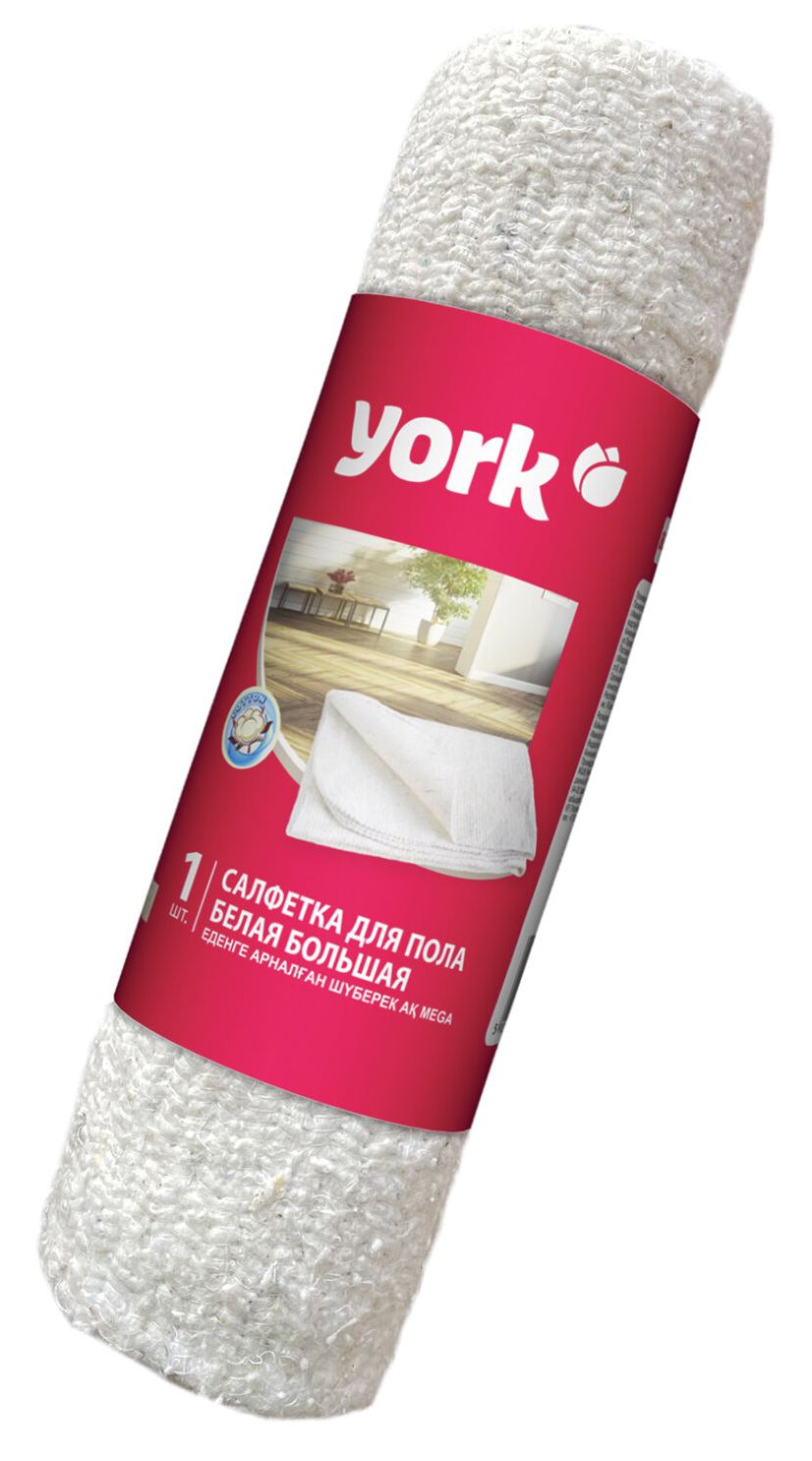 картинка Тряпка для пола, 60*80 см, 260 г/м2, хлопок, белый, рулон, York, 22230, 608405 от магазина Альфанит в Кунгуре