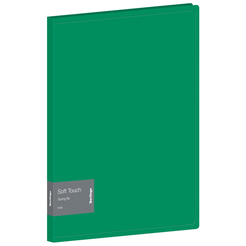 картинка Папка с пружинным скоросшивателем, А4, 700 мкм, корешок 17 мм, зеленый, "Soft Touch", Berlingo, FS4_17983 от магазина Альфанит в Кунгуре