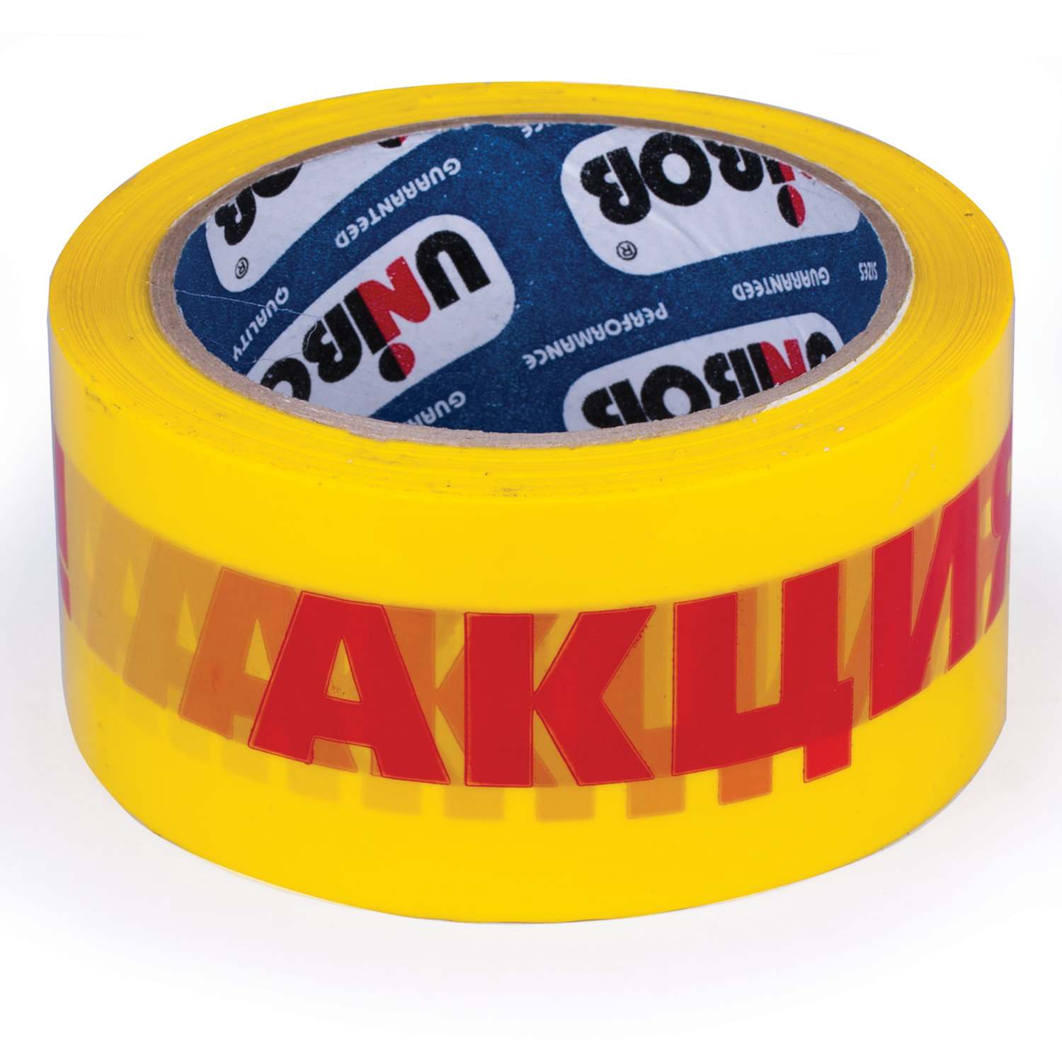 картинка Скотч цветной, 50мм*66м, d.m. 50, желтый, "Акция", Unibob, 224044, 88105 от магазина Альфанит в Кунгуре