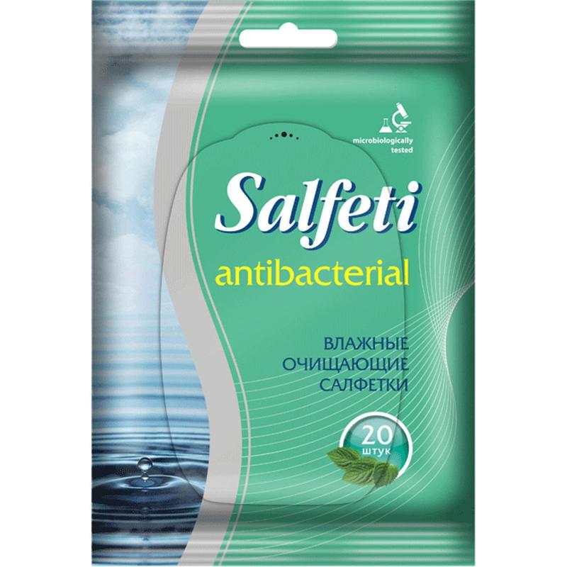 картинка Салфетки влажные, 20 шт, антибактериальные, SALFETI, 65541 от магазина Альфанит в Кунгуре