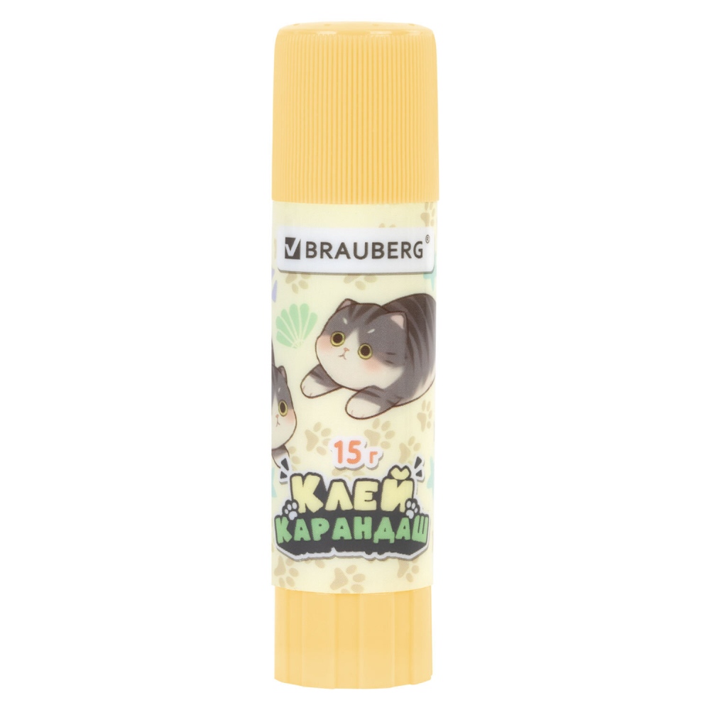 картинка Клей-карандаш, 15 гр, "Милые коты", BRAUBERG, 273228 от магазина Альфанит в Кунгуре