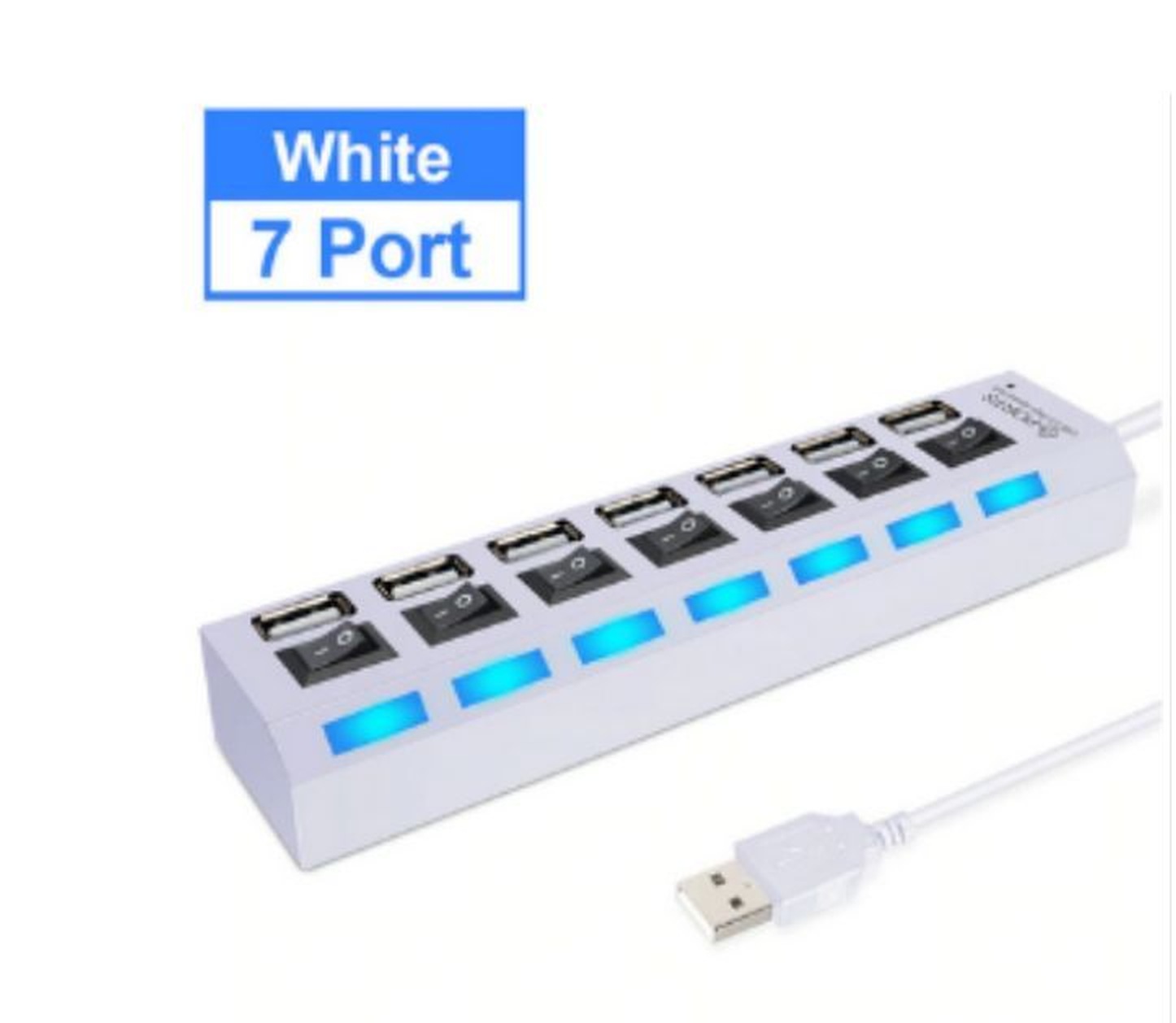 картинка Разветвитель SmartBuy SBHA-7207-W, USB, 7 портов, белый, с выключателями от магазина Альфанит в Кунгуре