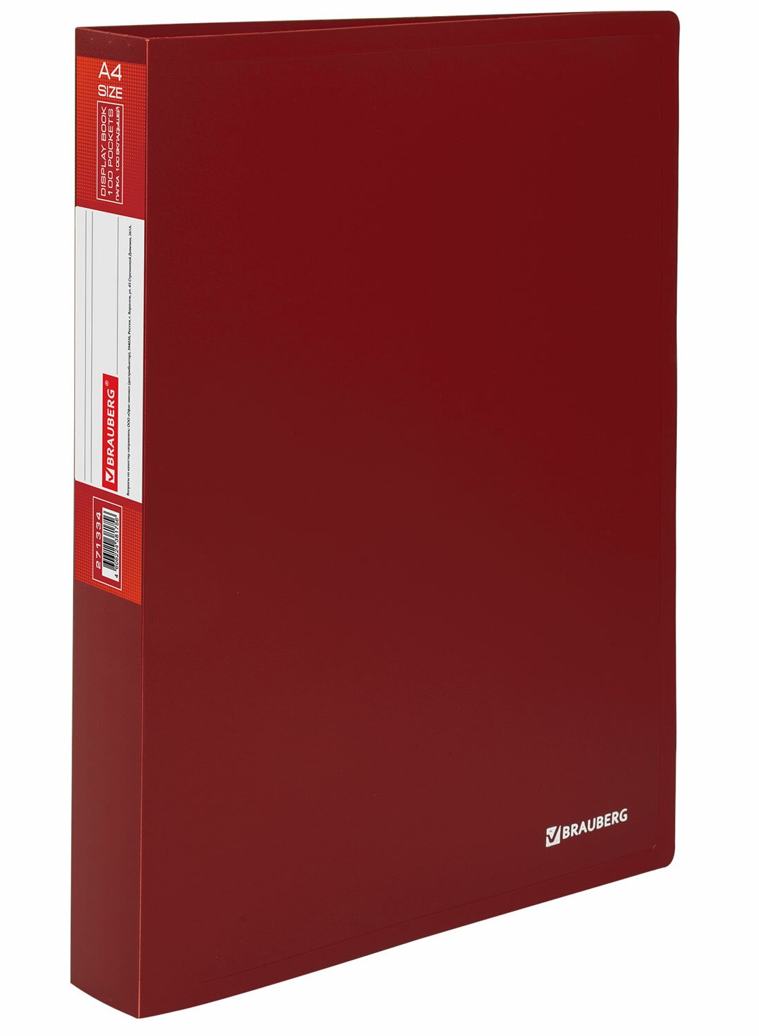 картинка Папка 100 файлов, А4, 800 мкм, корешок 35 мм, красный, "Office", BRAUBERG, 271334 от магазина Альфанит в Кунгуре