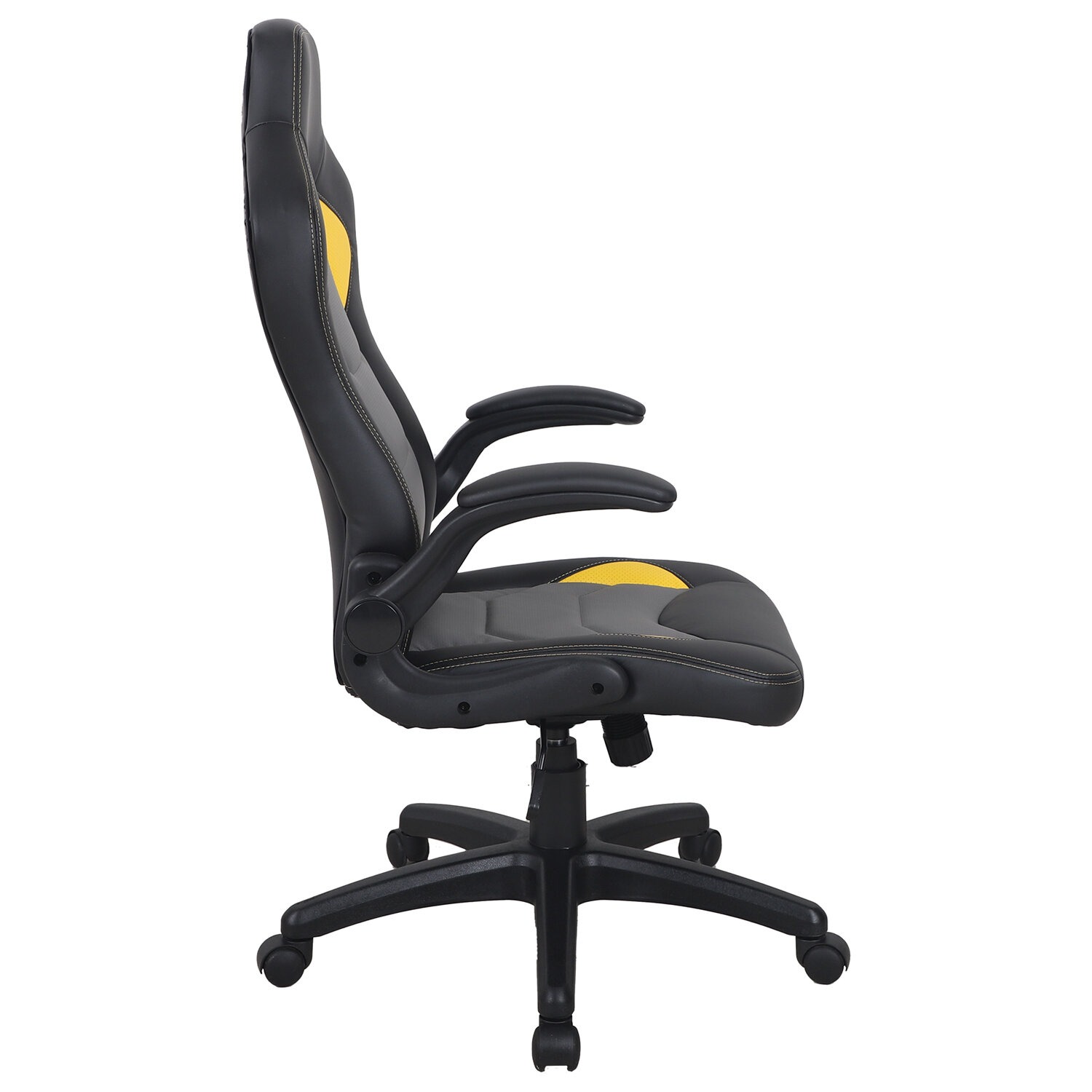 картинка Кресло офисное BRABIX "Skill GM-005", кожзам, черное/желтое, откидные подлокотники, 532494 от магазина Альфанит в Кунгуре