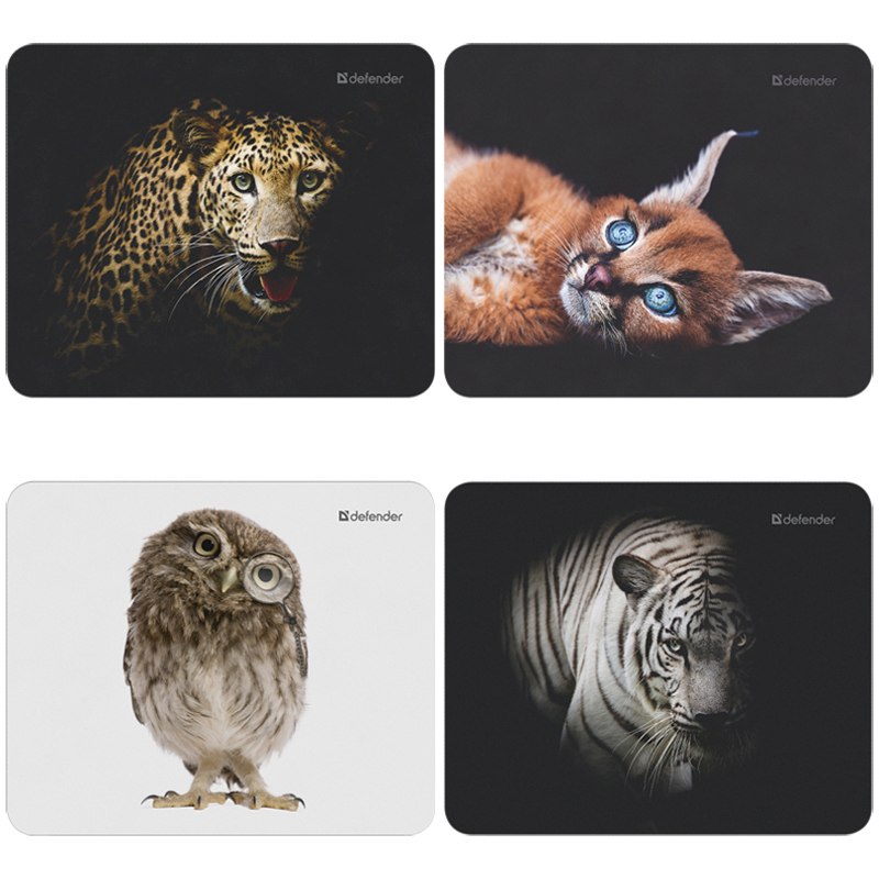 картинка Коврик для мыши Defender "Wild Animals", 220*180*2 мм, ткань/резина, 8 видов, 50803 от магазина Альфанит в Кунгуре