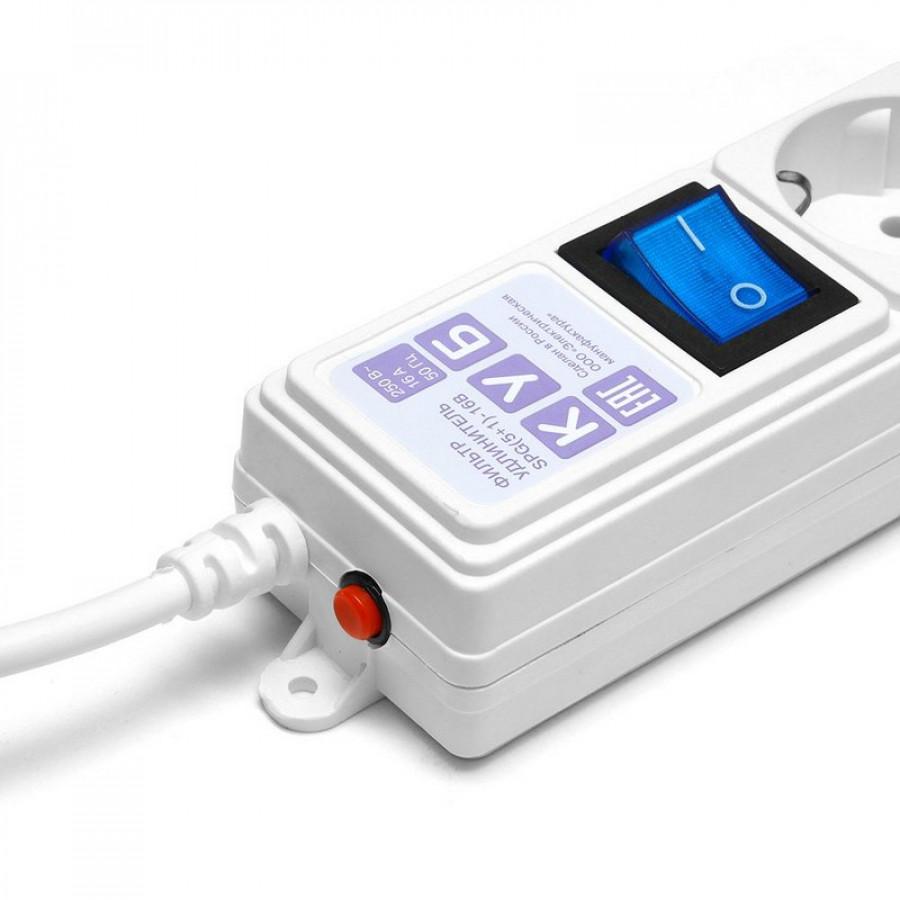 картинка Сетевой фильтр Cube Power, 6 розеток, 5,0 м, белый, выключатель, с заземлением, SPG(5+1)-16B-5М от магазина Альфанит в Кунгуре