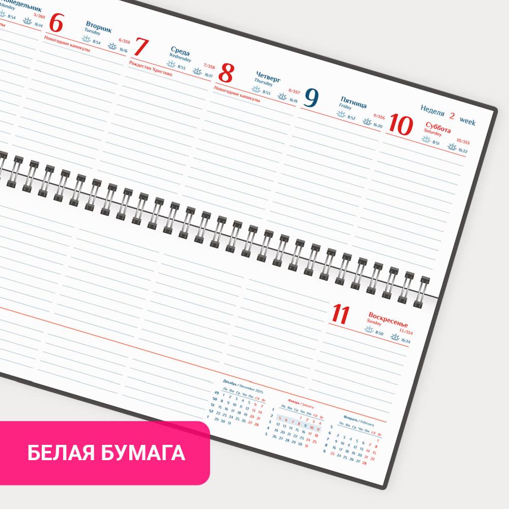 картинка Планинг датированный 2026 г, 30,5*14 см, 60 л, кожзам, красный, "Ritter", GALANT, 117237 от магазина Альфанит в Кунгуре