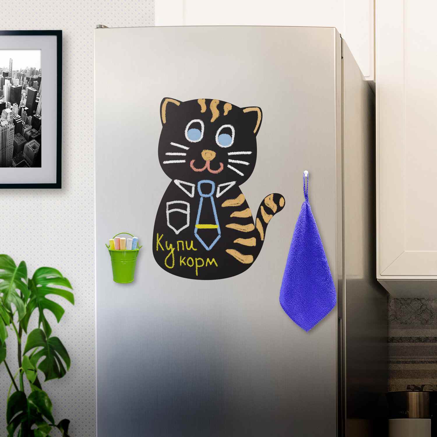 картинка Доска магнитно-меловая, 30*40 см, черный, на холодильник, "Pussy Cat", BRAUBERG, 237840 от магазина Альфанит в Кунгуре