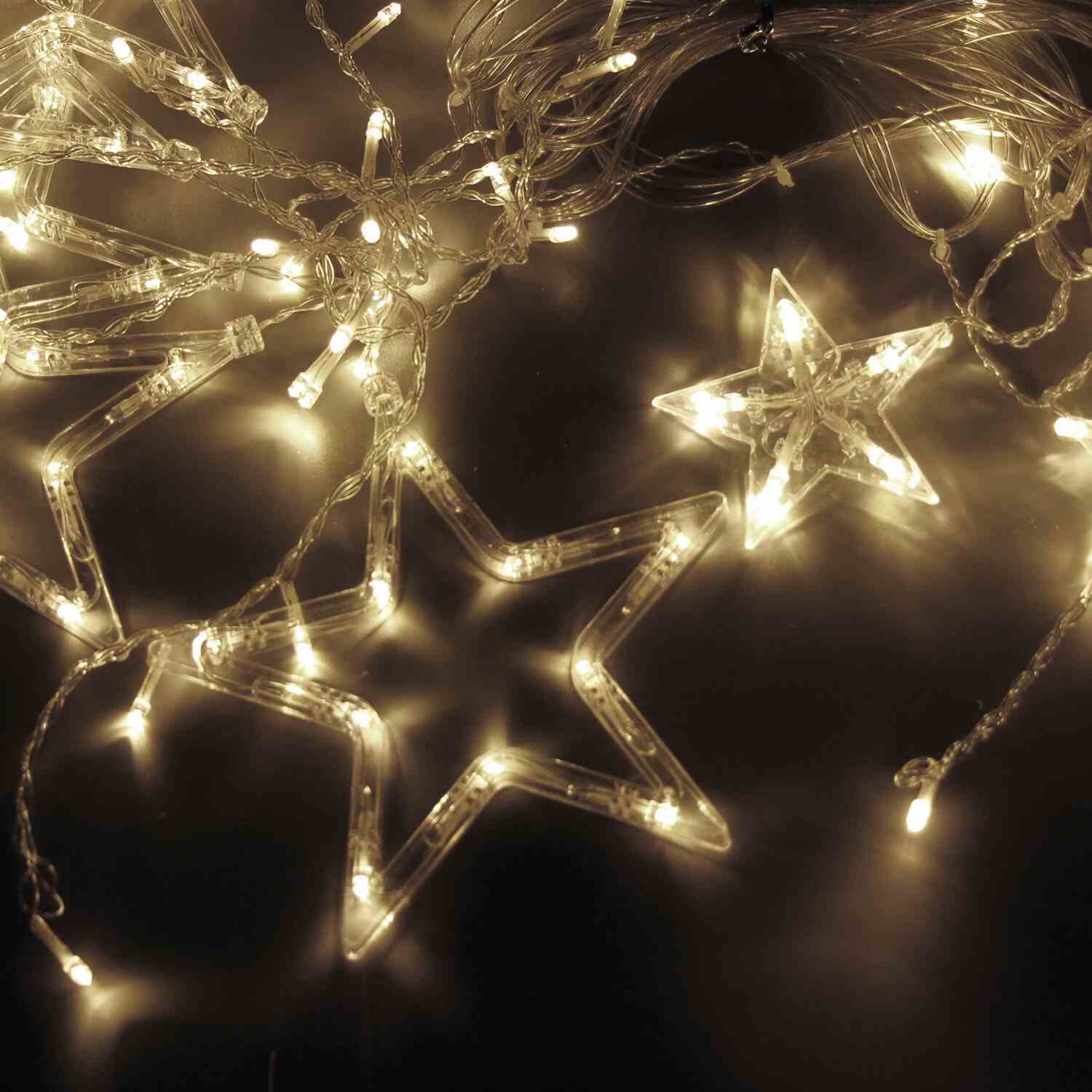 картинка Гирлянда штора, 3*1 м, 8 режимов, теплый белый, 138LED, "Звезды", 591338 от магазина Альфанит в Кунгуре