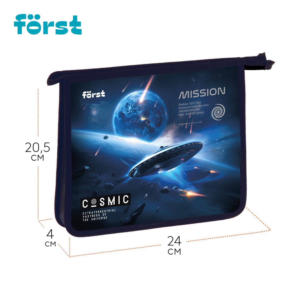 картинка Папка для тетрадей, А5, 1 отдел, пластик, на молнии, "Cosmic", Först, FT-PP-A50514 от магазина Альфанит в Кунгуре