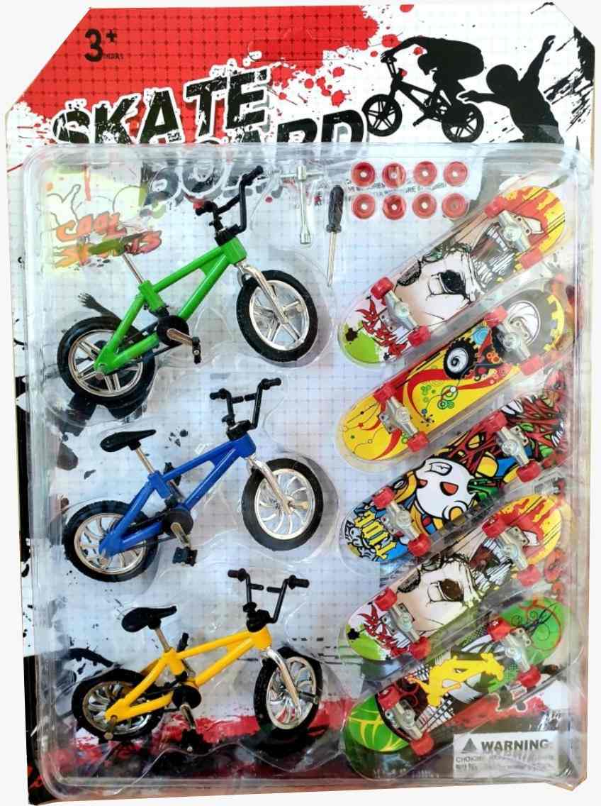 картинка Набор игрушек, 8 шт, пластик, ассорти, для пальцев, "Велосипед, фингерборд", M2356-40, 2356/14081 от магазина Альфанит в Кунгуре
