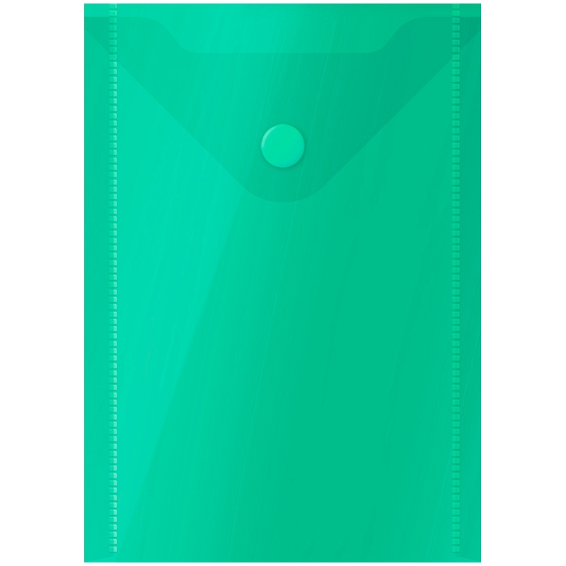 картинка Папка-конверт на кнопке, А6, 150 мкм, пластик, прозрачный зеленый, OfficeSpace, 281226 от магазина Альфанит в Кунгуре