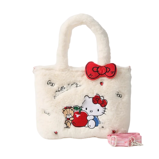 картинка Сумка детская, 1 отдел, 17*27*7 см, искусственный мех, белый, "Hello Kitty" от магазина Альфанит в Кунгуре