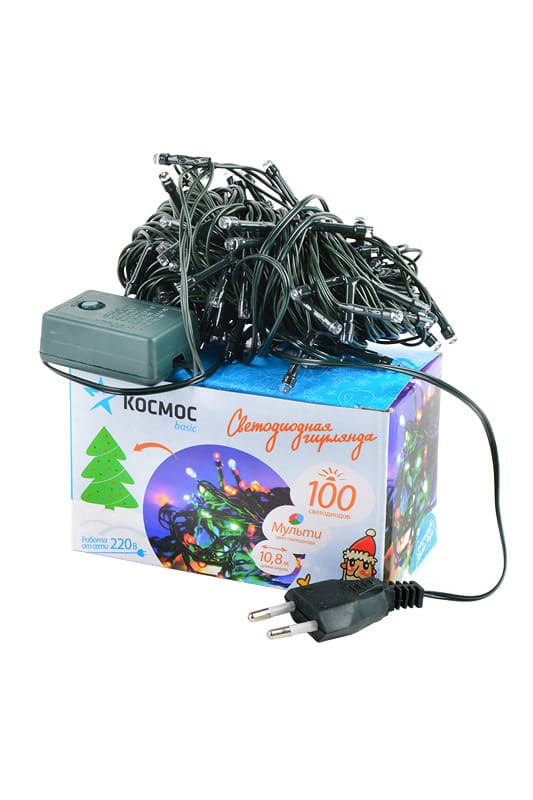 картинка Гирлянда нить, 10,8 м, 8 режимов, мультицвет, 100LED, Космос, KOC_GIR100LED_RGB от магазина Альфанит в Кунгуре