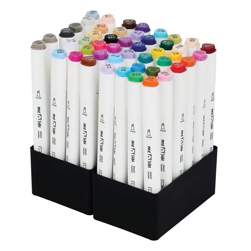 картинка Скетч-маркеры двусторонние, 48 цв, 48 шт, трехгранный корпус, в сумке, основные цвета, MESHU, MS_53424 от магазина Альфанит в Кунгуре