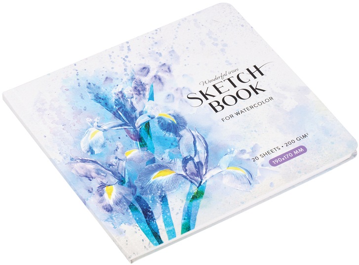 картинка Скетчбук, 19*17 см, 20 л, 200 г/м2, "Irises", Greenwich Line, SkBWg_37698 от магазина Альфанит в Кунгуре