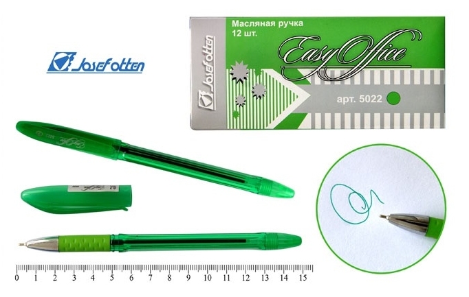 картинка Ручка шариковая масляная, 0,7 мм, зеленая, грип, "EasyOffice", Josef Otten, 5022 от магазина Альфанит в Кунгуре