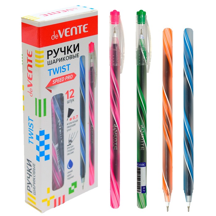 картинка Ручка шариковая, 0,7 мм, синяя, корп. ассорти, "Speed Pro. Twist", deVente, 5073456 от магазина Альфанит в Кунгуре