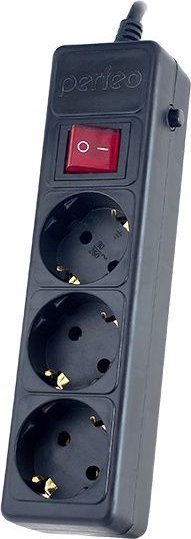 картинка Сетевой фильтр Perfeo Power, 3 розетки, 1,8 м, черный, выключатель, с заземлением, PF_A4664 от магазина Альфанит в Кунгуре