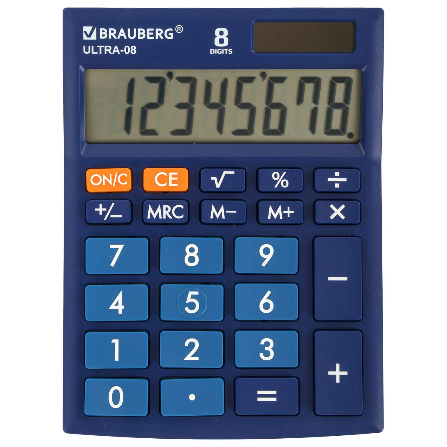 картинка Калькулятор настольный, 8 разрядов, 15,4*11,5 см, двойное питание, синий, "ULTRA-08-BU", BRAUBERG, 250508 от магазина Альфанит в Кунгуре