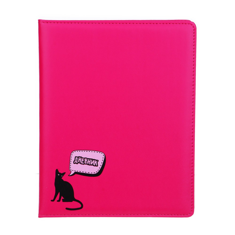 картинка Дневник 1-11 кл, 48 л, искусственная кожа, розовый, твердый, ляссе, "Кот в углу", 564-075 от магазина Альфанит в Кунгуре