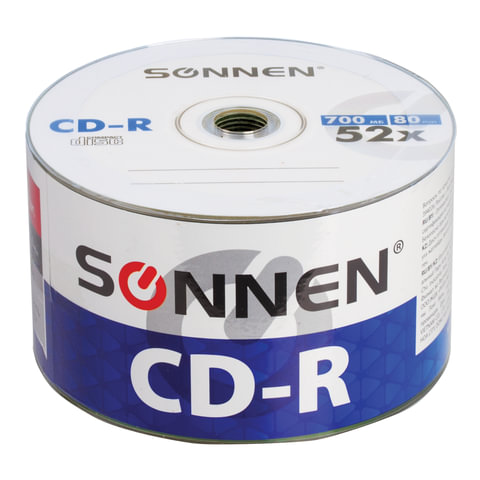 картинка Диски CD-R SONNEN Bulk, 50 шт, 52x 700 Mb, термоупаковка от магазина Альфанит в Кунгуре