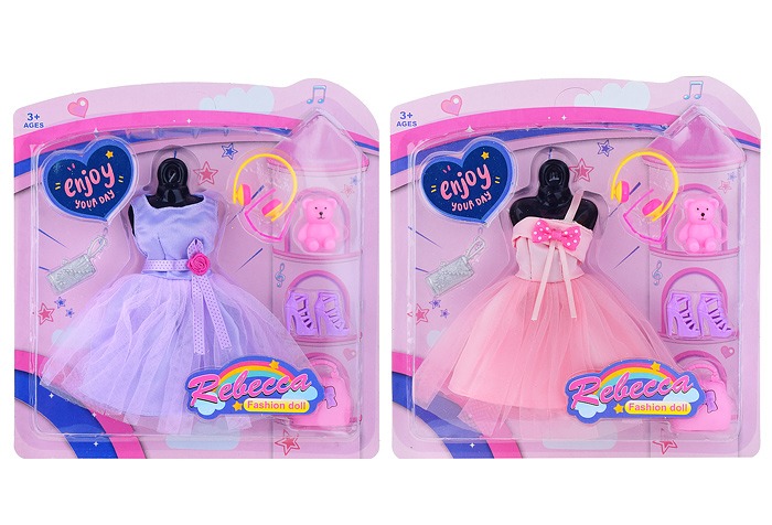 картинка Одежда для куклы, 8 предметов, с аксессуарами, ассорти, "Платье", 8818-A от магазина Альфанит в Кунгуре