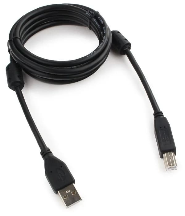 картинка Кабель соединительный для принтера Gembird PRO USB 2.0 AM — USB 2.0 BM, 4,5 м, черный, позолоченные контакты, ферритовые кольца, CCF-USB2-AMBM-15 от магазина Альфанит в Кунгуре