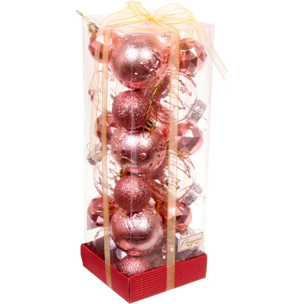 картинка Набор шаров, 24 шт, 6 см + 4 см, пластик, розовое золото, "Winter magic", Серпантин, 201-3125, 11460741 от магазина Альфанит в Кунгуре