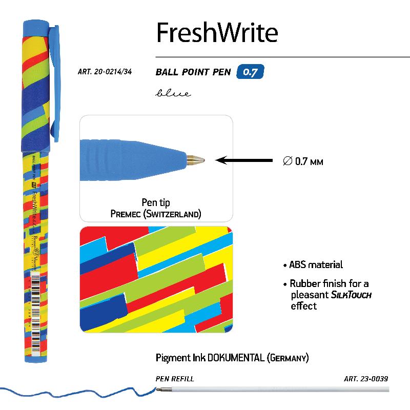 картинка Ручка шариковая, 0,7 мм, синяя, "FreshWrite", Bruno Visconti от магазина Альфанит в Кунгуре