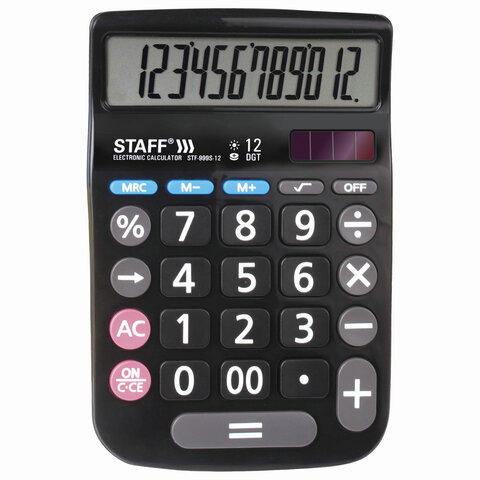 картинка Калькулятор настольный, 12 разрядов, 16*10,6 см, двойное питание, "DC-999S", STAFF, 250426 от магазина Альфанит в Кунгуре