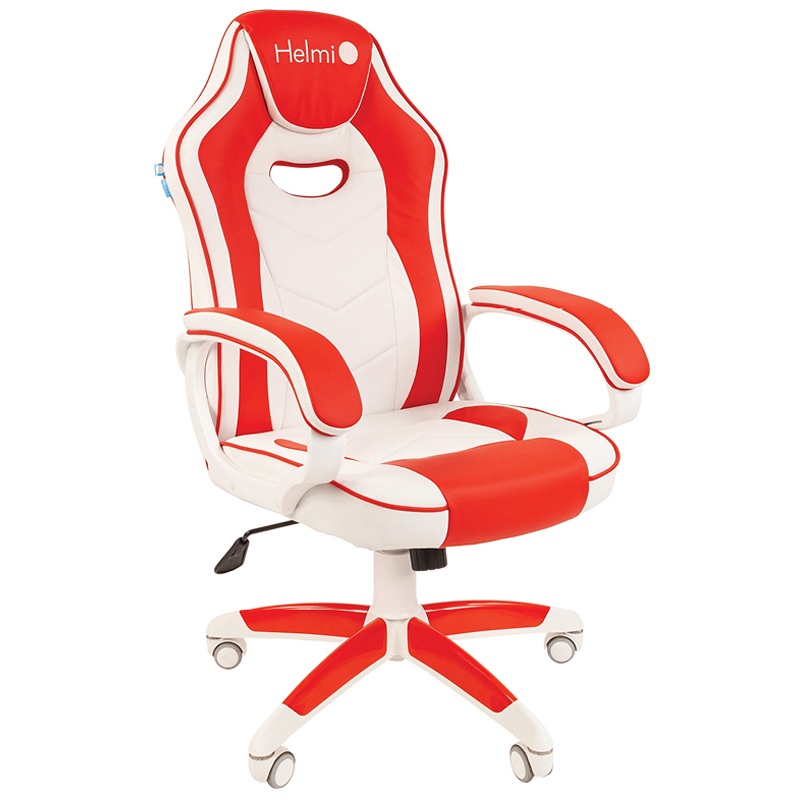 картинка Кресло игровое Helmi "Skyline HL-S15", экокожа, белый/красный, механизм качания, 322026 от магазина Альфанит в Кунгуре