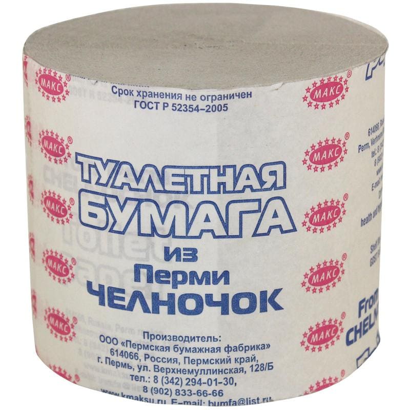 картинка Бумага туалетная, 1 шт, "Челночок", Пермская бумажная фабрика от магазина Альфанит в Кунгуре