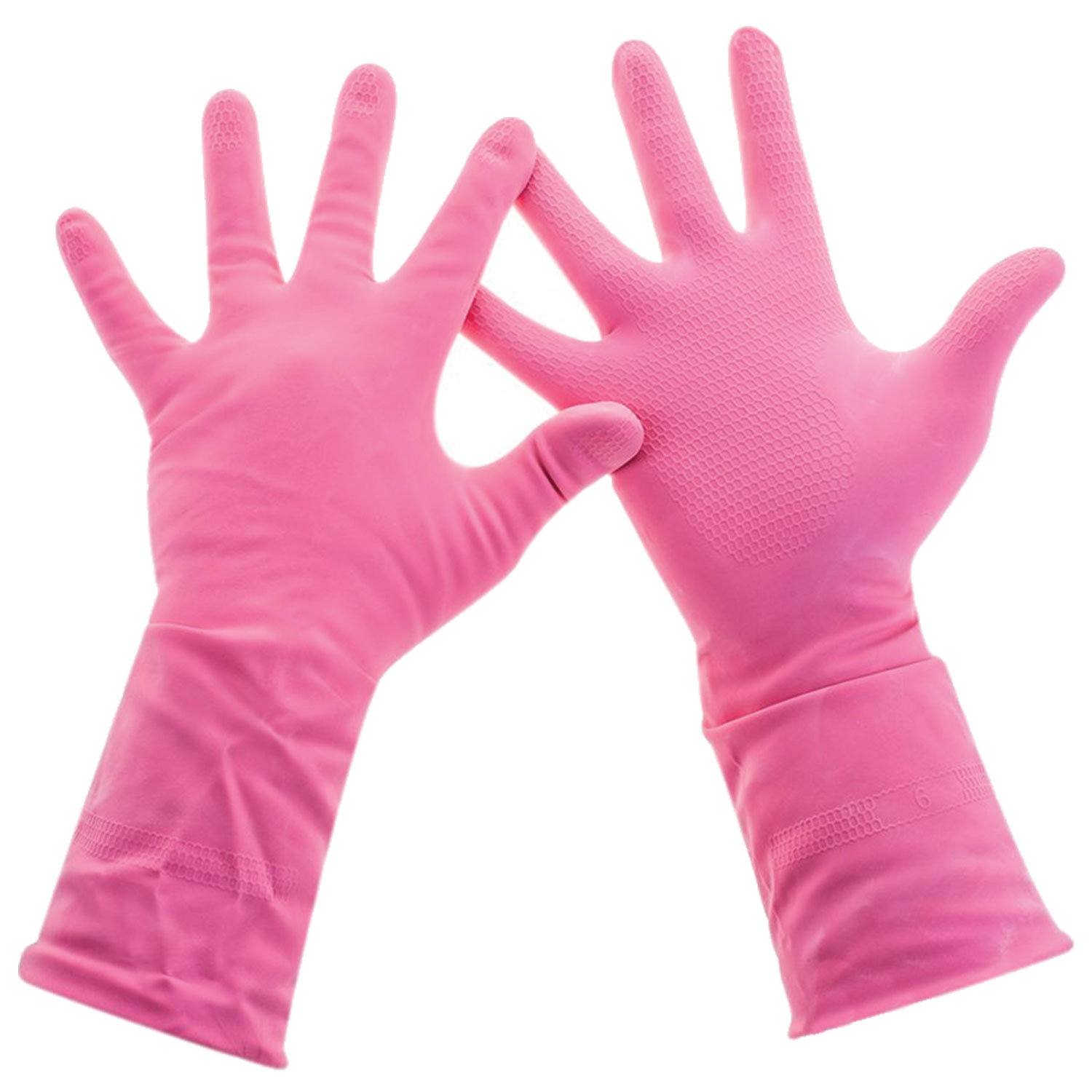 картинка Перчатки латексные, 1 пара, размер L, розовый, хозяйственные, "Practi Comfort", Paclan, 606355 от магазина Альфанит в Кунгуре